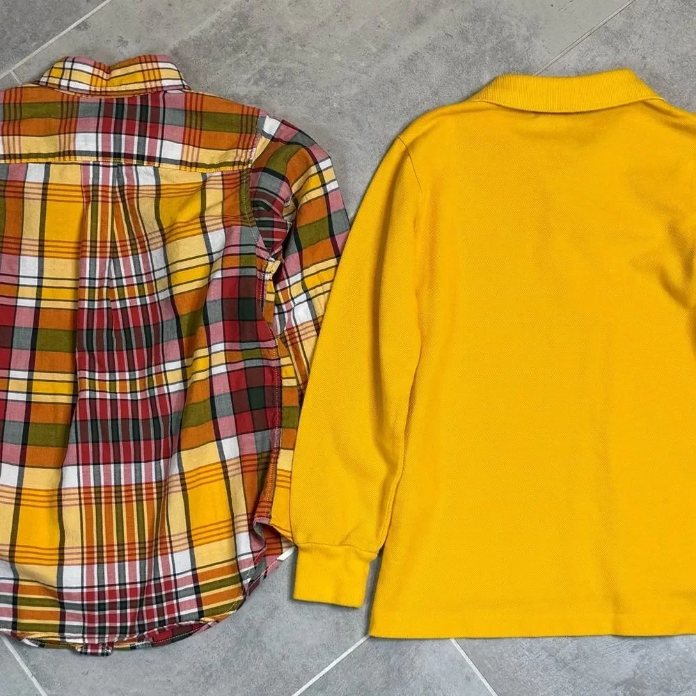 Ralph Lauren Kids Plaid and Yellow Button Down Shirts Fall Thanksgiving Boys 5